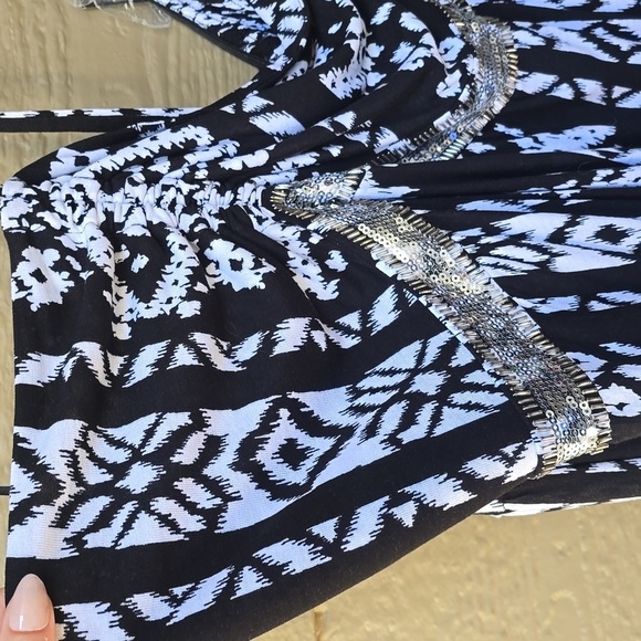 INC black white embellished ikat tribal print maxi dress 2x NWT - Picture 4 of 10